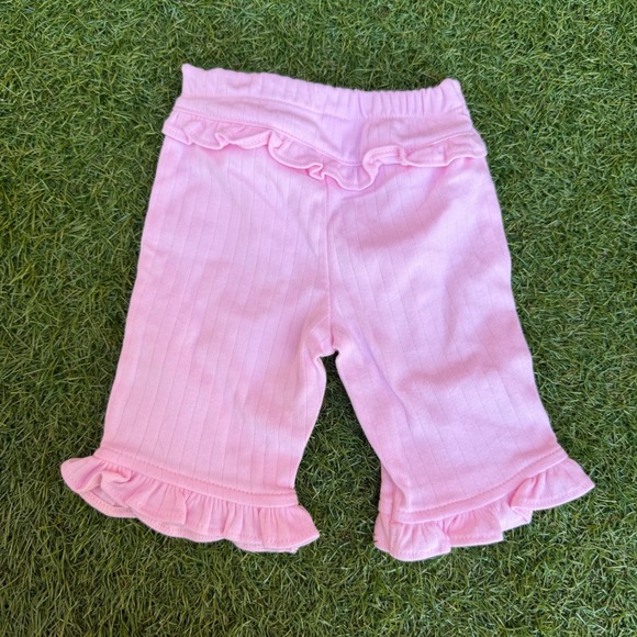 Vtg‎ Y2K Child of Mine Newborn Pink Ribbed Ruffle Flower Capri Pants Bottoms - Picture 4 of 4